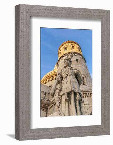 Hungary, Budapest. Fisherman's Bastion and statue of Janos Hunyadi.-Tom Haseltine-Framed Photographic Print