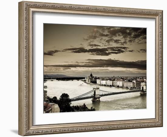 Hungary, Budapest, Parliament Buildings, Chain Bridge and River Danube-Michele Falzone-Framed Photographic Print