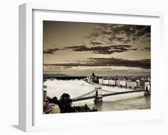 Hungary, Budapest, Parliament Buildings, Chain Bridge and River Danube-Michele Falzone-Framed Photographic Print