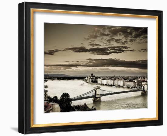 Hungary, Budapest, Parliament Buildings, Chain Bridge and River Danube-Michele Falzone-Framed Photographic Print