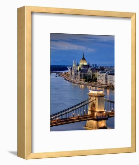 Hungary, Budapest, Parliament Buildings, Chain Bridge and River Danube-Michele Falzone-Framed Photographic Print