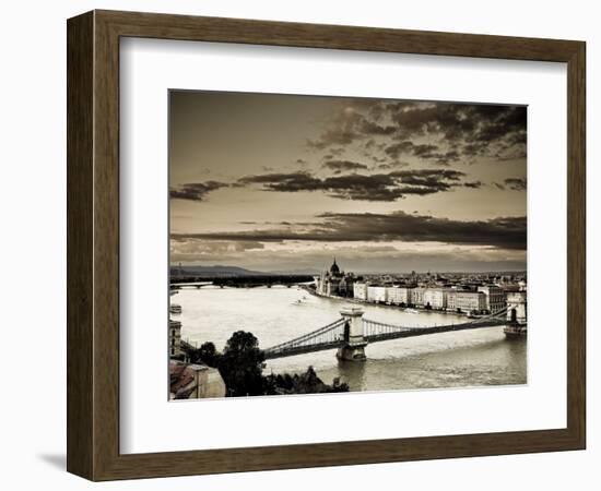 Hungary, Budapest, Parliament Buildings, Chain Bridge and River Danube-Michele Falzone-Framed Photographic Print