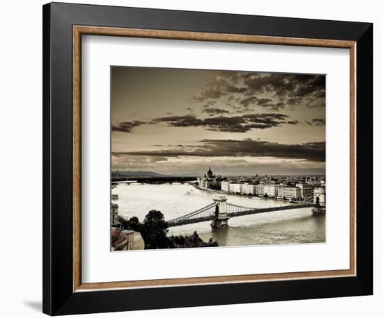 Hungary, Budapest, Parliament Buildings, Chain Bridge and River Danube-Michele Falzone-Framed Photographic Print