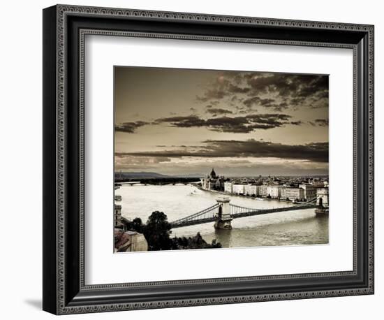 Hungary, Budapest, Parliament Buildings, Chain Bridge and River Danube-Michele Falzone-Framed Photographic Print