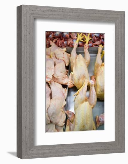 Hungary, Budapest, Pest, Meat Market, Chicken, Detail-Rainer Mirau-Framed Photographic Print