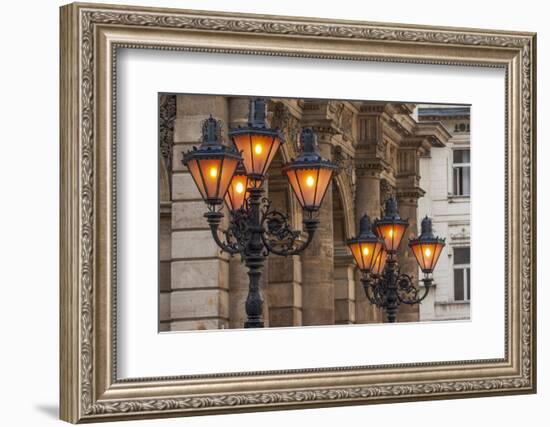 Hungary, Budapest. Streetlights.-Tom Haseltine-Framed Photographic Print