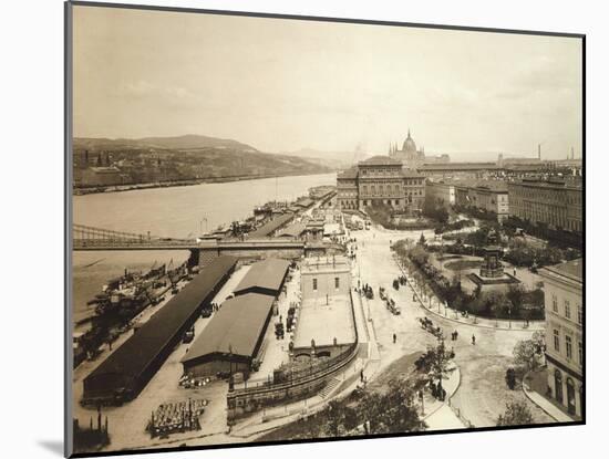 Hungary, Budapest, Streetscape and Danube River-null-Mounted Giclee Print