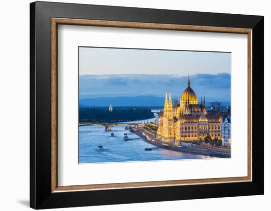 Hungary, Central Hungary, Budapest. Chain Bridge and the Hungarian Parliament Building on the Danub-Nick Ledger-Framed Photographic Print