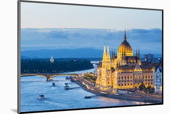 Hungary, Central Hungary, Budapest. Chain Bridge and the Hungarian Parliament Building on the Danub-Nick Ledger-Mounted Photographic Print