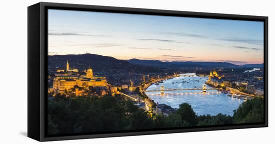 Hungary, Central Hungary, Budapest. Evening view over Budapest and the Danube from Gellert Hill.-Nick Ledger-Framed Premier Image Canvas