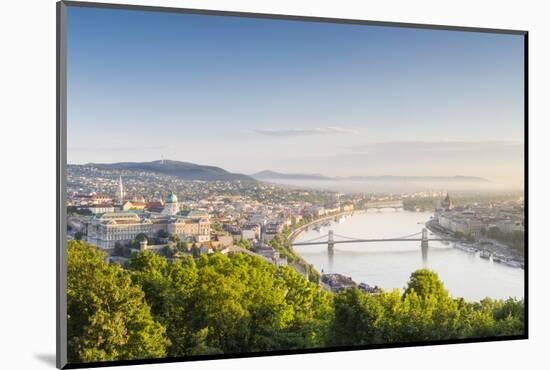 Hungary, Central Hungary, Budapest. Sunrise over Budapest and the Danube from Gellert Hill.-Nick Ledger-Mounted Photographic Print