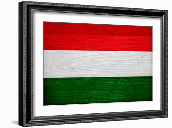 Hungary Flag Design with Wood Patterning - Flags of the World Series-Philippe Hugonnard-Framed Art Print