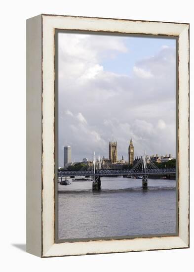 Hungerford Foot Bridge across the Thames, London, England, Uk-Axel Schmies-Framed Premier Image Canvas