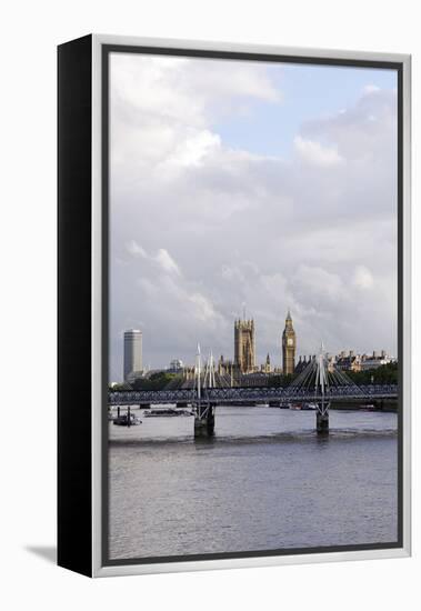 Hungerford Foot Bridge across the Thames, London, England, Uk-Axel Schmies-Framed Premier Image Canvas