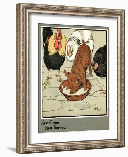 Hungry Peter as a Piglet Stealing Poultry Food-Cecil Aldin-Framed Art Print
