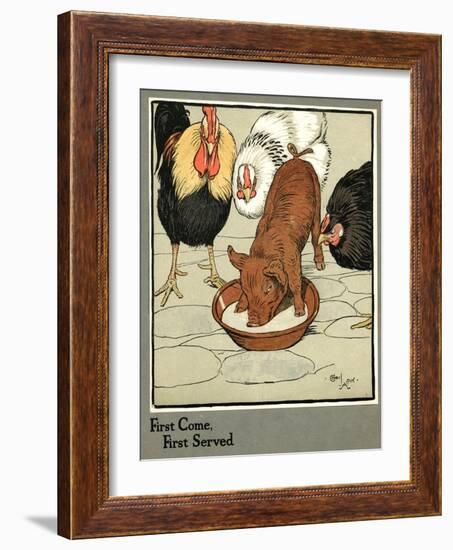 Hungry Peter as a Piglet Stealing Poultry Food-Cecil Aldin-Framed Art Print