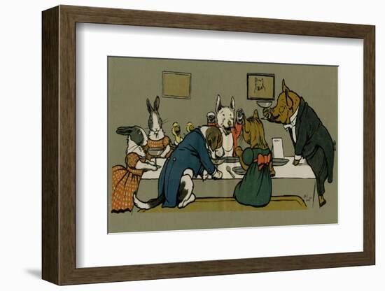 Hungry Peter the Pig's Dinner Party-Cecil Aldin-Framed Photographic Print