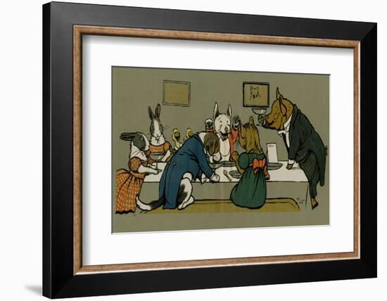 Hungry Peter the Pig's Dinner Party-Cecil Aldin-Framed Photographic Print