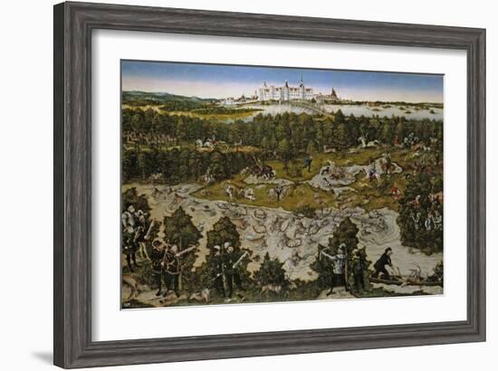 Hunt in Honour of Emperor Ferdinand I at Torgau Castle-Lucas Cranach the Elder-Framed Giclee Print