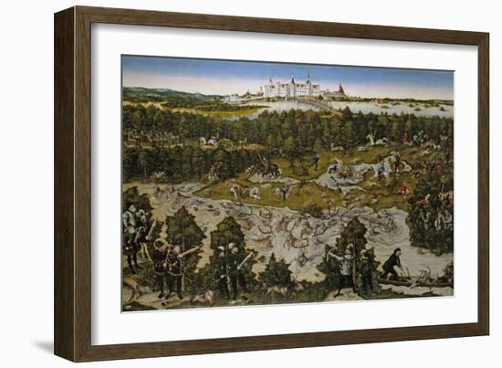 Hunt in Honour of Emperor Ferdinand I at Torgau Castle-Lucas Cranach the Elder-Framed Giclee Print