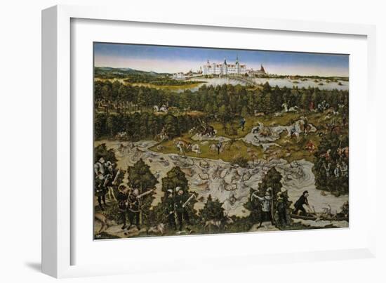 Hunt in Honour of Emperor Ferdinand I at Torgau Castle-Lucas Cranach the Elder-Framed Giclee Print