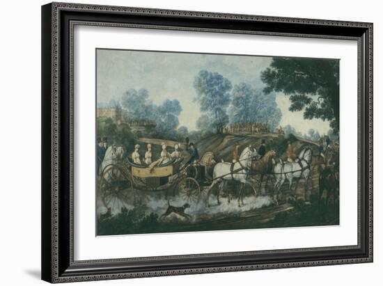 Hunt Meeting, engraved by Philibert Louis Debucourt-Antoine Charles Horace Vernet-Framed Giclee Print