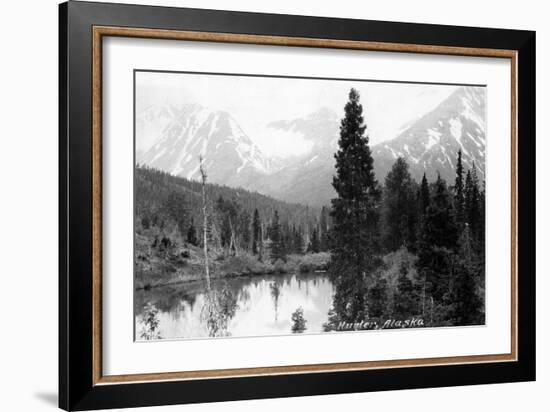 Hunter, Alaska - View of Mountains and a Lake-Lantern Press-Framed Art Print