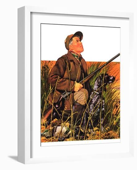 "Hunter and Dog in Field,"November 9, 1935-J.F. Kernan-Framed Giclee Print