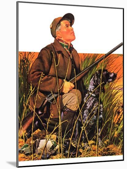 "Hunter and Dog in Field,"November 9, 1935-J.F. Kernan-Mounted Giclee Print