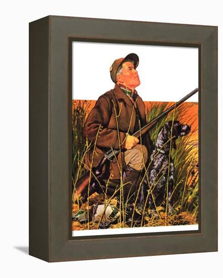 "Hunter and Dog in Field,"November 9, 1935-J.F. Kernan-Framed Premier Image Canvas