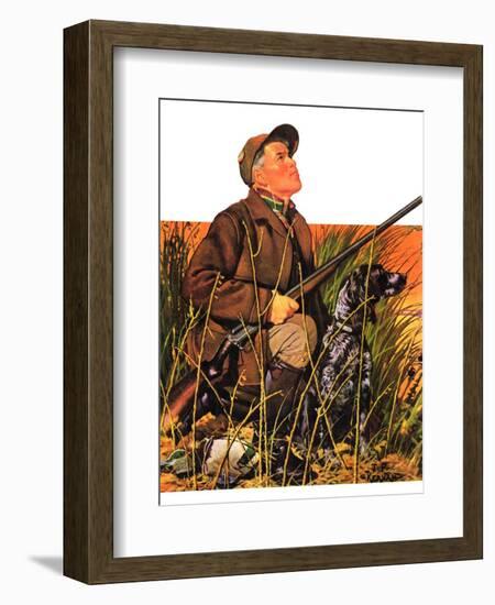 "Hunter and Dog in Field,"November 9, 1935-J.F. Kernan-Framed Giclee Print