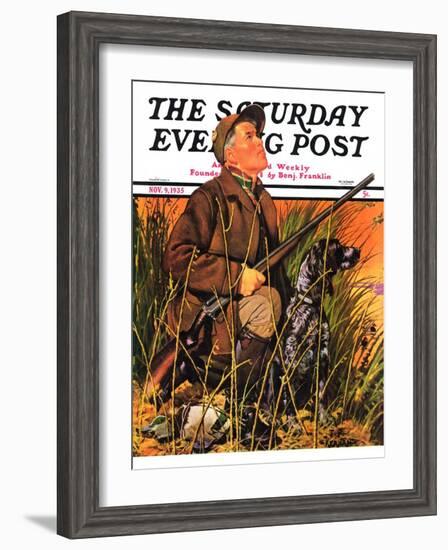 "Hunter and Dog in Field," Saturday Evening Post Cover, November 9, 1935-J.F. Kernan-Framed Giclee Print