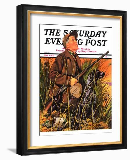"Hunter and Dog in Field," Saturday Evening Post Cover, November 9, 1935-J.F. Kernan-Framed Giclee Print