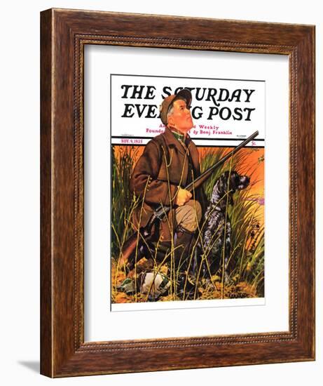 "Hunter and Dog in Field," Saturday Evening Post Cover, November 9, 1935-J.F. Kernan-Framed Giclee Print