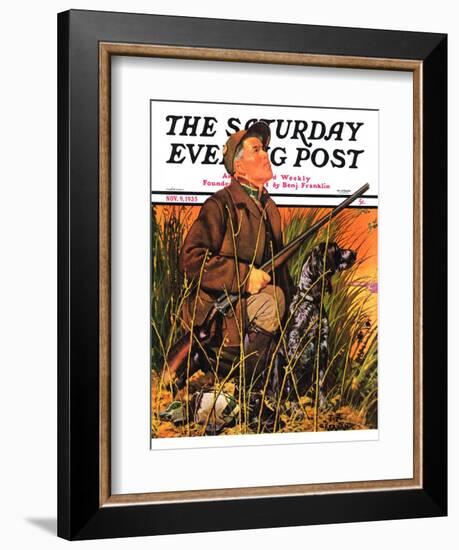 "Hunter and Dog in Field," Saturday Evening Post Cover, November 9, 1935-J.F. Kernan-Framed Giclee Print