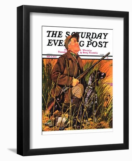 "Hunter and Dog in Field," Saturday Evening Post Cover, November 9, 1935-J.F. Kernan-Framed Giclee Print