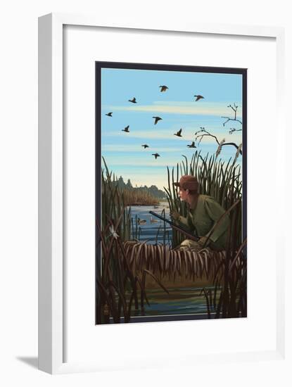 Hunter and Lake-Lantern Press-Framed Art Print