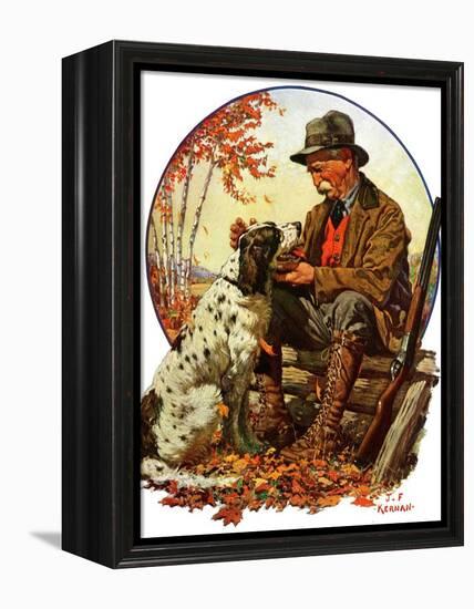 "Hunter and Spaniel,"November 3, 1928-J.F. Kernan-Framed Premier Image Canvas