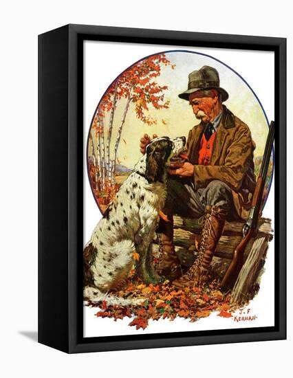 "Hunter and Spaniel,"November 3, 1928-J.F. Kernan-Framed Premier Image Canvas