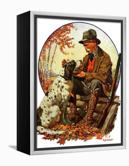 "Hunter and Spaniel,"November 3, 1928-J.F. Kernan-Framed Premier Image Canvas