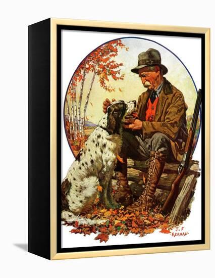 "Hunter and Spaniel,"November 3, 1928-J.F. Kernan-Framed Premier Image Canvas