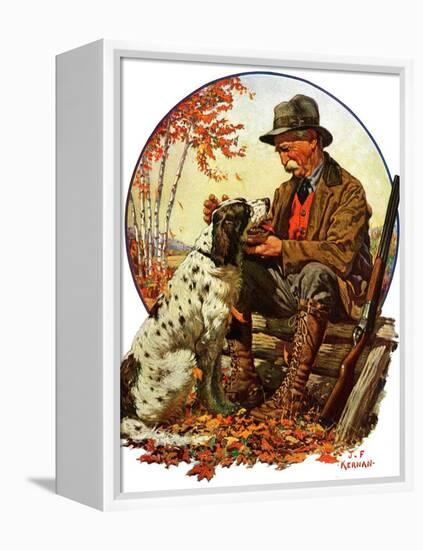 "Hunter and Spaniel,"November 3, 1928-J.F. Kernan-Framed Premier Image Canvas