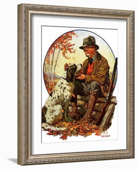 "Hunter and Spaniel,"November 3, 1928-J.F. Kernan-Framed Giclee Print