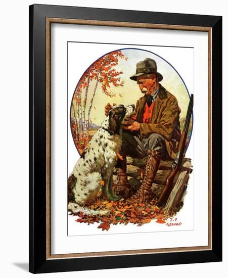 "Hunter and Spaniel,"November 3, 1928-J.F. Kernan-Framed Giclee Print