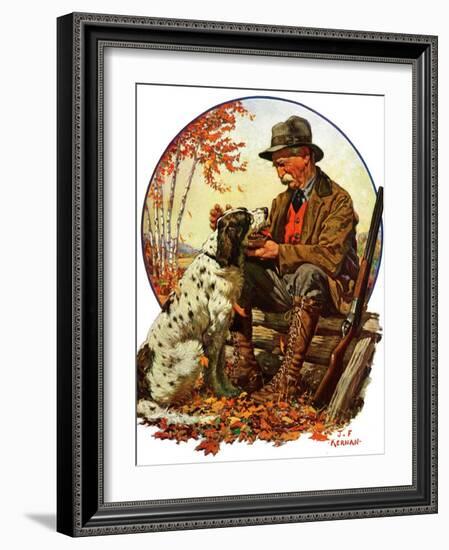 "Hunter and Spaniel,"November 3, 1928-J.F. Kernan-Framed Giclee Print