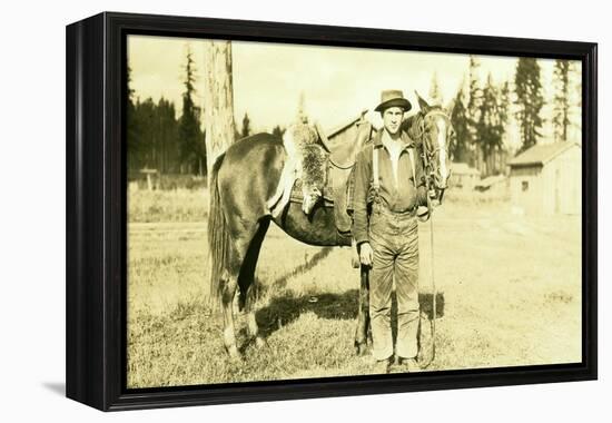 Hunter and Wolf, Yacolt, WA, Circa 1913-null-Framed Premier Image Canvas