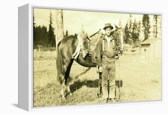 Hunter and Wolf, Yacolt, WA, Circa 1913-null-Framed Premier Image Canvas