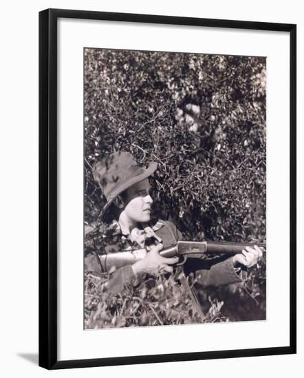 Hunter Hiding in the Bushes-null-Framed Photo