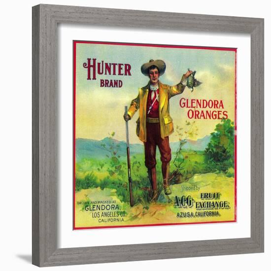 Hunter Orange Label - Glendora, CA-Lantern Press-Framed Art Print