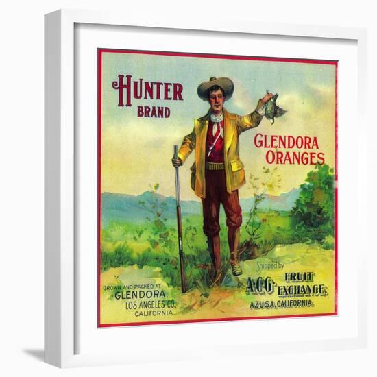 Hunter Orange Label - Glendora, CA-Lantern Press-Framed Art Print